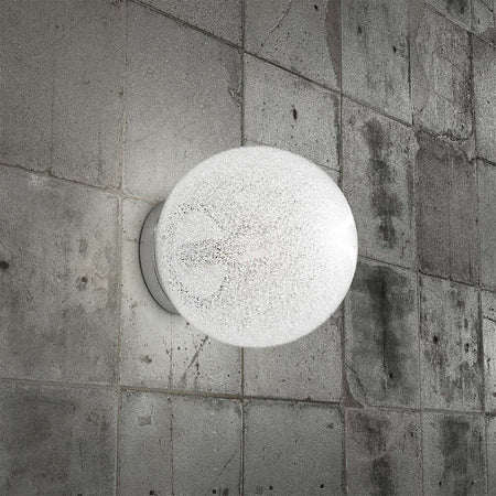 Applique-Contemporanea-Glitter-Metallo-Cromo-Vetro-Soffiato-Trasp-1-Luce-E14