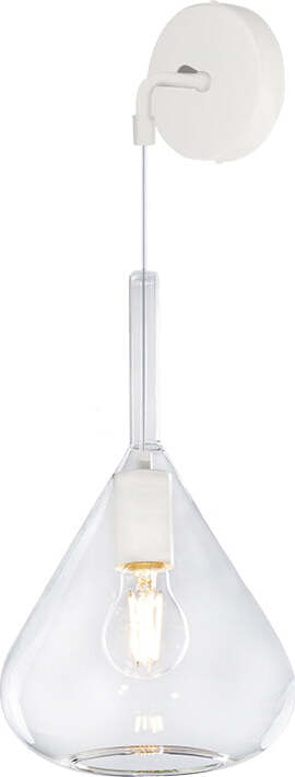 Applique-Contemporanea-Kona-Metallo-Bianco-Vetro-Trasparente-1-Luce-E27