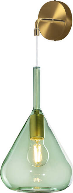 Applique-Contemporanea-Kona-Metallo-Verde-Vetro-Ottone-Satinato-1-Luce-E27