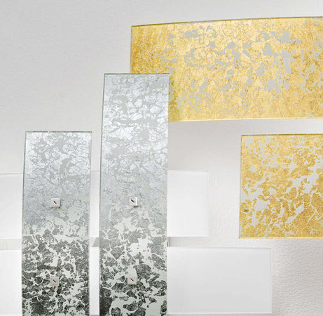 Applique-Contemporanea-Lara-Metallo-Cromo-E-Vetro-Foglia-Oro-2-Luci-E14