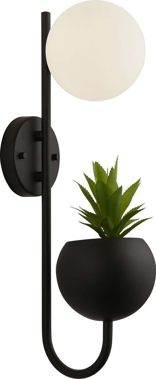 Applique-Contemporanea-Lunare-Acciaio-Nero-Vetro-Bianco-1-Luce-G9