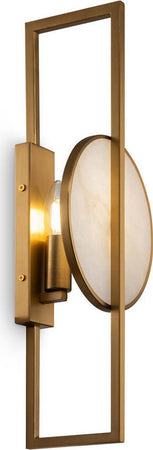 Applique-Contemporanea-Marmo-Metallo-Oro-1-Luce-Diffusore-Bianco