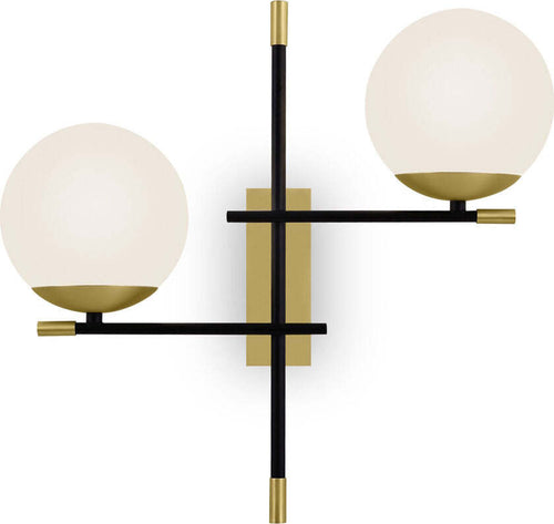 Applique-Contemporanea-Nostalgia-Metallo-Oro-2-Luci-Diffusori-Bianchi