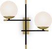 Applique-Contemporanea-Nostalgia-Metallo-Oro-Opaco-2-Luci-Diffusori-Bianchi