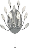 Applique-Contemporanea-Pavone-Acciaio-Cromo-Vetro-Trasparente-2-Luci-G9