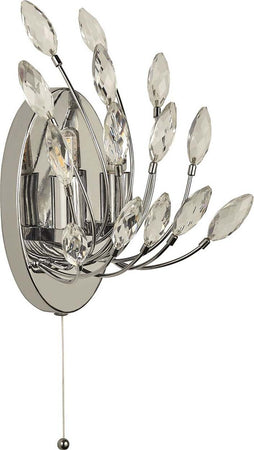 Applique-Contemporanea-Pavone-Acciaio-Cromo-Vetro-Trasparente-2-Luci-G9