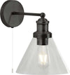 Applique-Contemporanea-Piramide-Acciaio-Nero-Vetro-Trasparente-1-Luce-E27