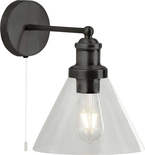 Applique-Contemporanea-Piramide-Acciaio-Nero-Vetro-Trasparente-1-Luce-E27