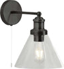 Applique-Contemporanea-Piramide-Acciaio-Nero-Vetro-Trasparente-1-Luce-E27