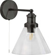 Applique-Contemporanea-Piramide-Acciaio-Nero-Vetro-Trasparente-1-Luce-E27