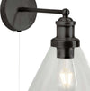 Applique-Contemporanea-Piramide-Acciaio-Nero-Vetro-Trasparente-1-Luce-E27