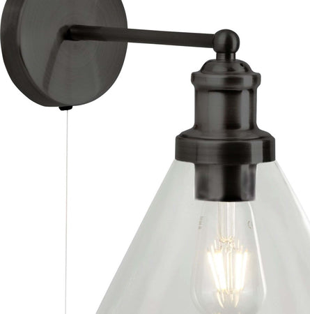 Applique-Contemporanea-Piramide-Acciaio-Nero-Vetro-Trasparente-1-Luce-E27