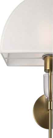 Applique-Contemporanea-Prima-Metallo-Ottone-Diffusore-Cotone-Bianco