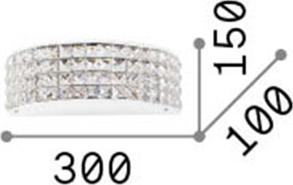 Applique-Contemporanea-Roma-Metallo-Cristallo-Cromo-2-Luci-3W-3000K-Luce-Calda