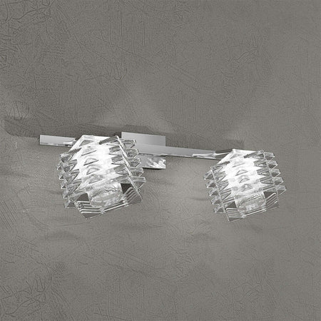 Applique-Contemporanea-Rubik-Metallo-Cromo-Diffusore-Cristallo-2-Luci-G9