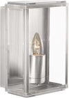 Applique-Contemporanea-Scatola-Acciaio-Argento-Vetro-1-Luce-E27