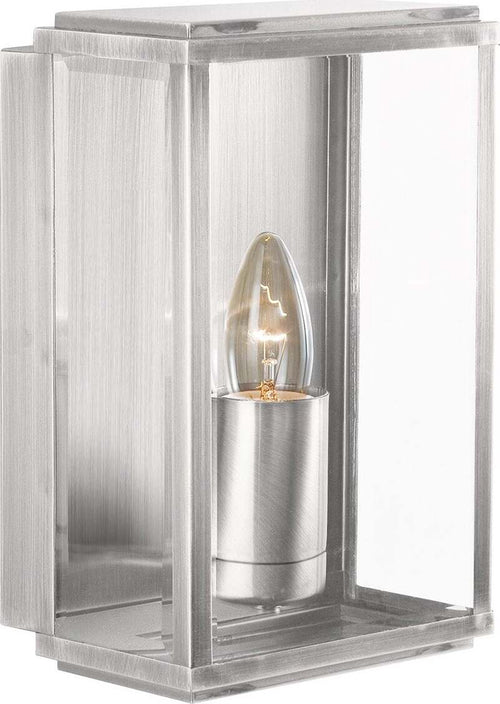 Applique-Contemporanea-Scatola-Acciaio-Argento-Vetro-1-Luce-E27