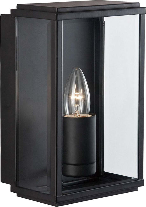 Applique-Contemporanea-Scatola-Acciaio-Nero-Vetro-1-Luce-E27