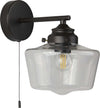 Applique-Contemporanea-School-House-Acciaio-Nero-Vetro-Trasparente-1-Luce-E27