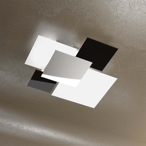 Applique-Contemporanea-Shadow-Metallo-Bianco-Vetro-Nero-4-Luci-E27-71Cm