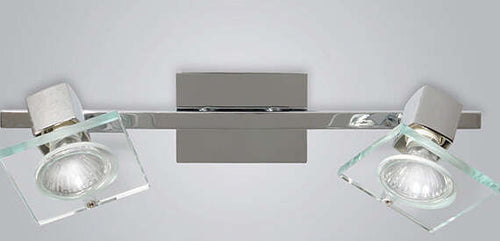 Applique-Contemporanea-Square-Metallo-Cromo-Vetro-Bianco-Extrachiaro-2-Luci-Gu10