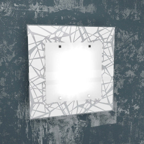 Applique-Contemporanea-Stripes-Metallo-Bianco-Vetro-Serigrafato-2-Luci-E27