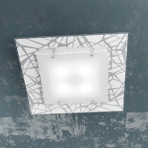 Applique-Contemporanea-Stripes-Metallo-Bianco-Vetro-Serigrafato-4-Luci-E27