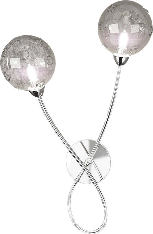 Applique-Contemporanea-Super-Ball-Metallo-Cromo-Vetro-Pirex-2-Luci-G9