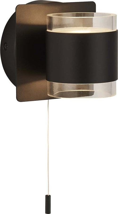 Applique-Contemporanea-Tumbler-Acciaio-Nero-Policarbonato-Bianco-Led-3W-3000K