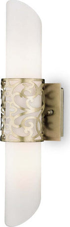 Applique-Contemporanea-Venera-Metallo-Ottone-2-Luci-Diffusore-In-Pvc