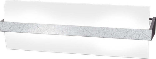 Applique-Contemporanea-Wood-Metallo-Foglia-Argento-Vetro-Bianco-2-Luci-E27-L40Cm