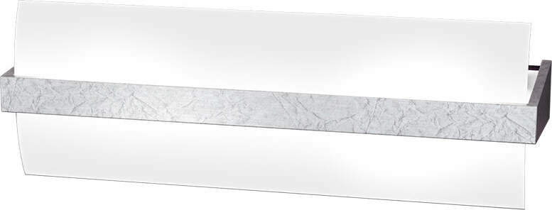 Applique-Contemporanea-Wood-Metallo-Foglia-Argento-Vetro-Bianco-2-Luci-E27-L40Cm