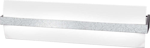 Applique-Contemporanea-Wood-Metallo-Foglia-Argento-Vetro-Bianco-2-Luci-E27-L50Cm