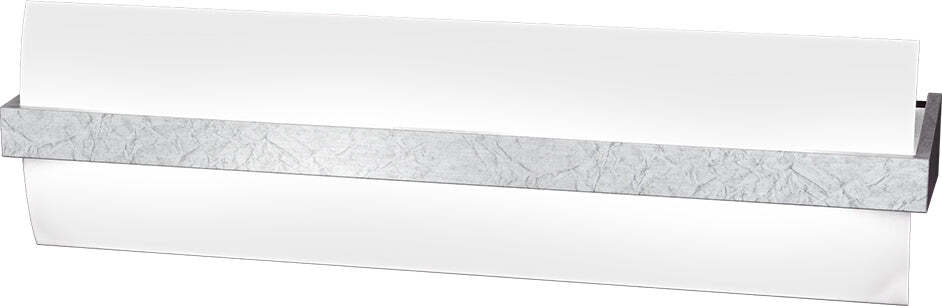 Applique-Contemporanea-Wood-Metallo-Foglia-Argento-Vetro-Bianco-2-Luci-E27-L50Cm