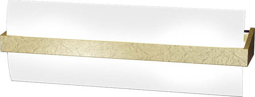 Applique-Contemporanea-Wood-Metallo-Foglia-Oro-Vetro-Bianco-2-Luci-E27-L40Cm