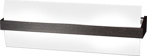 Applique-Contemporanea-Wood-Metallo-Nero-Wengè-Vetro-Bianco-2-Luci-E27-L40Cm