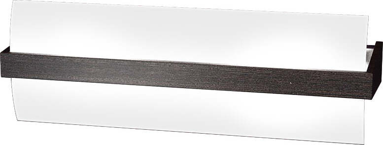 Applique-Contemporanea-Wood-Metallo-Nero-Wengè-Vetro-Bianco-2-Luci-E27-L40Cm