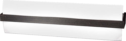 Applique-Contemporanea-Wood-Metallo-Nero-Wengè-Vetro-Bianco-2-Luci-E27-L50Cm
