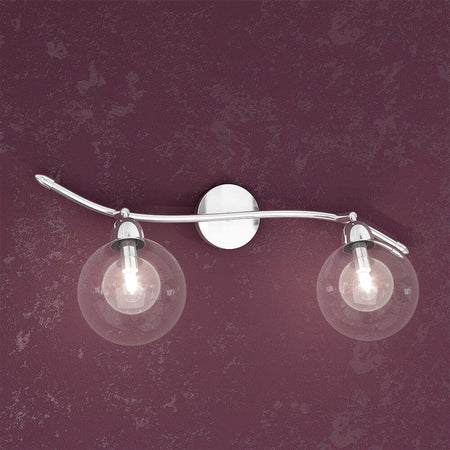 Applique-Contemporaneo-Orizz-Willow-Metallo-Cromo-Vetro-Trasparente-2-Luci-G9