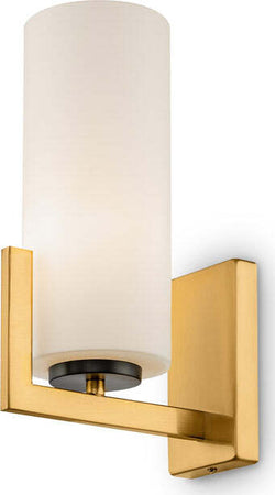 Applique-Contermporanea-Fortano-1-Luce-Metallo-Ottone-Diffusore-Vetro-Bianco
