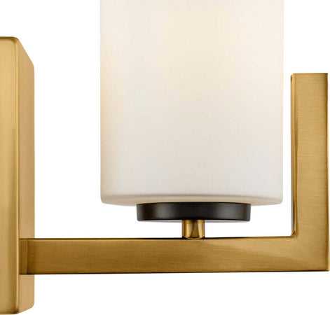 Applique-Contermporanea-Fortano-1-Luce-Metallo-Ottone-Diffusore-Vetro-Bianco