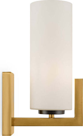 Applique-Contermporanea-Fortano-1-Luce-Metallo-Ottone-Diffusore-Vetro-Bianco