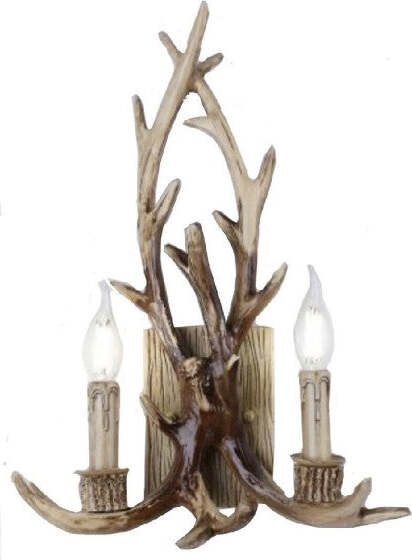 Applique-Country-A-Forma-Di-Corna-Di-Cervo-Lampada-Muro-Retro-2-Portalampada-E45