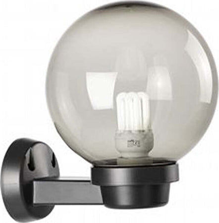 Applique-Da-Esterno-Contemporanea-Globo-Termoplastica-Nera-E-Fumè-1-Luce-E27