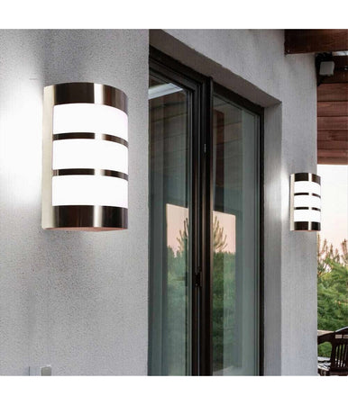 Applique Da Esterno In Acciaio A Fasce Attacco E27 Lampada Da Parete Ip44 S250-a