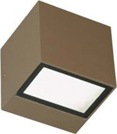 Applique-Da-Esterno-Mini-Biemissione-Box-Alluminio-Caffè-5,5+5,5W-Led-3000K