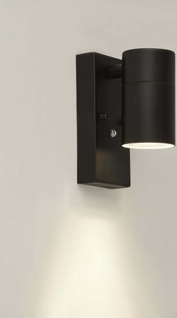 Applique-Da-Esterno-Rochester-Acciaio-Nero-Vetro-Trasparente-1-Luce-Gu10