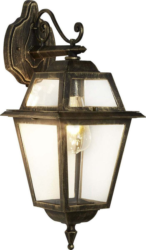 Applique-Da-Esterno-Vintage-Nuova-Orleans-Alluminio-Nero-Antico-Vetro-1-Luce-E27