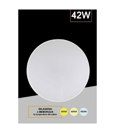 Applique Da Muro Parete Led Rotondo 42watt Ip44 Tre Temperature Luce Es-pn480-3c