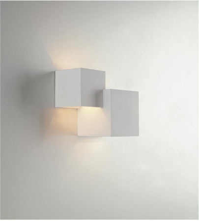 Applique Da Parete 2 X Cubo In Gesso Verniciabile Lampada Doppia Luce G9 Universo